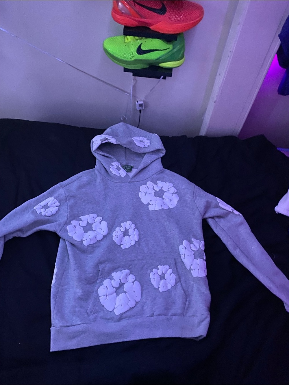 & Other Stories Gray Hoodie with White Floral Clusters